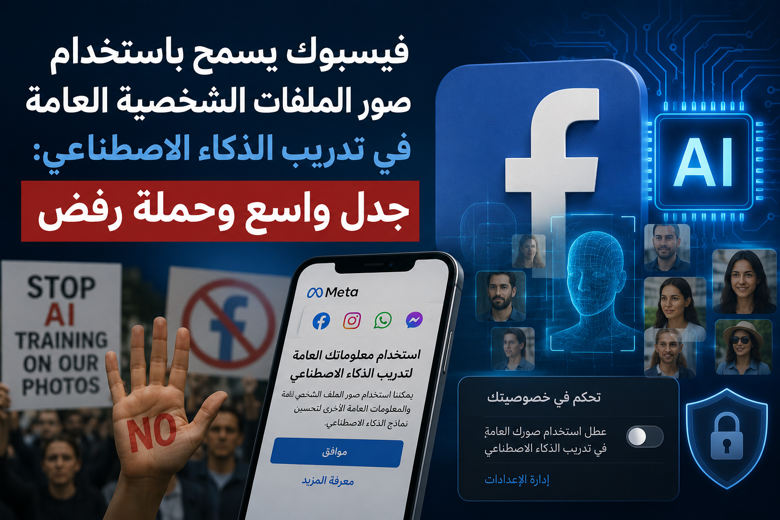 فيسبوك يسمح باستخدام صور الملفات الشخصية العامة في تدريب الذكاء الاصطناعي: جدل واسع وحملة رفض